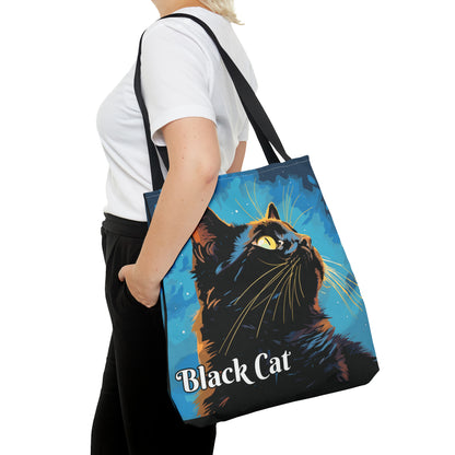 Black Cat Tote Bag, light background