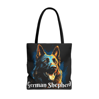 Black German Shepherd Tote Bag on Black