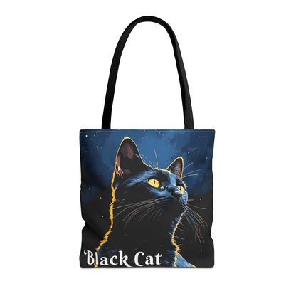 Black Cat Tote Bag, dark background