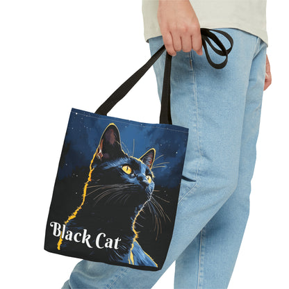 Black Cat Tote Bag, dark background