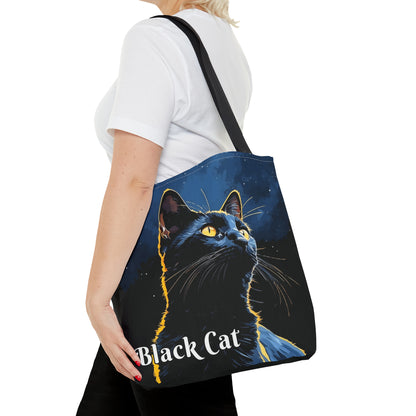 Black Cat Tote Bag, dark background