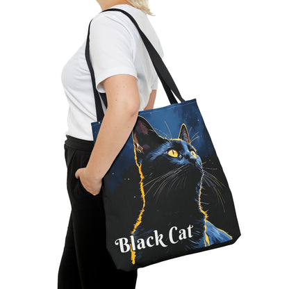 Black Cat Tote Bag, dark background