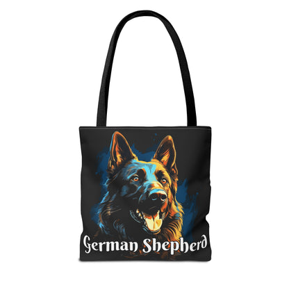 Black German Shepherd Tote Bag on Black