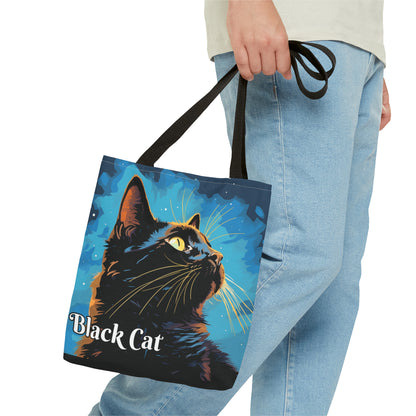 Black Cat Tote Bag, light background