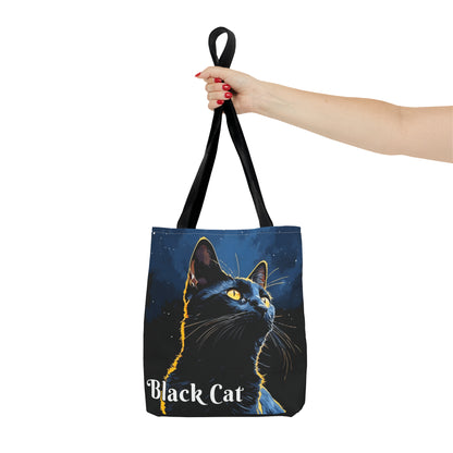 Black Cat Tote Bag, dark background