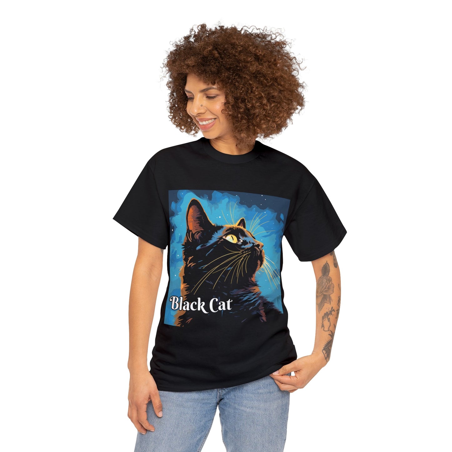 Black Cat t-shirt, light background