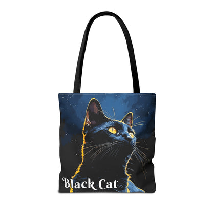 Black Cat Tote Bag, dark background