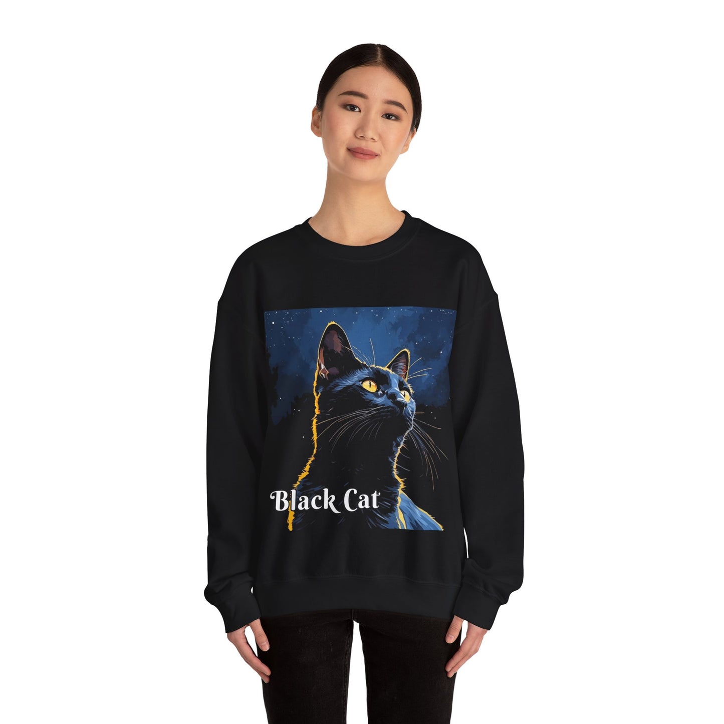 Black Cat Sweatshirt, dark background