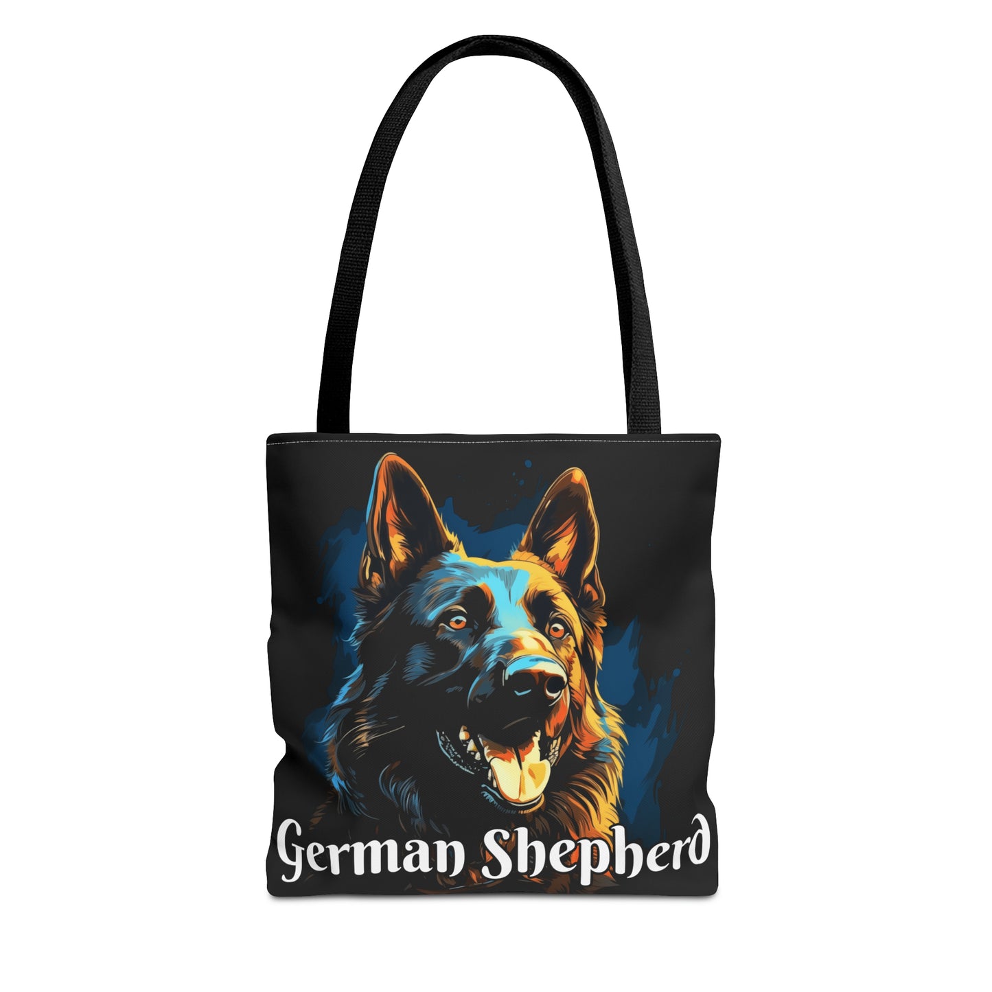 Black German Shepherd Tote Bag on Black