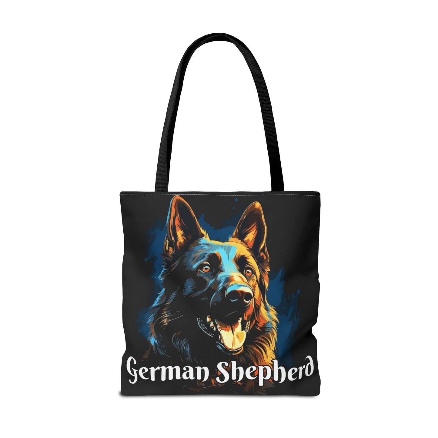 Black German Shepherd Tote Bag on Black