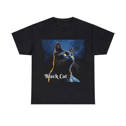 Black Cat t-shirt, dark background