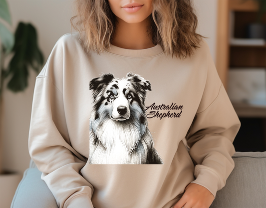 Australian shepherd dog sweatshirt Lasered Moon